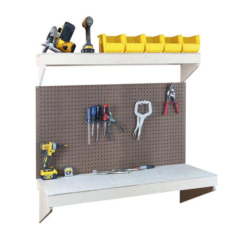 workbench with peg board